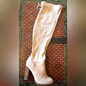 FOREVER 21 over the knee thigh high faux suede boots in blush